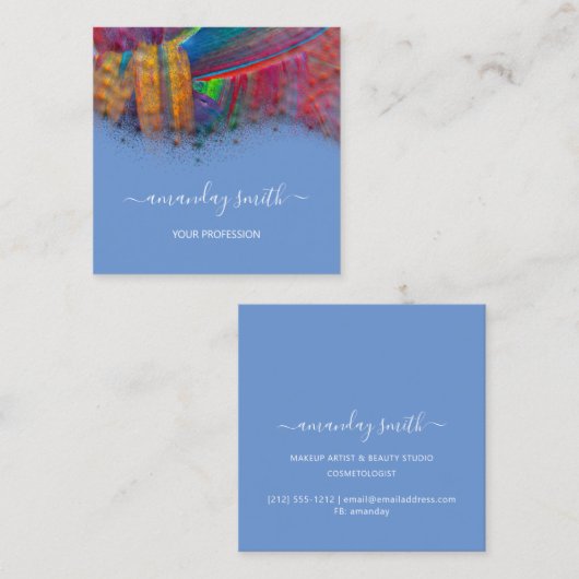 Professionele Make-up Artiest Artwork Abstract Bla Vierkante Visitekaartje (Voorkant / Achterkant)