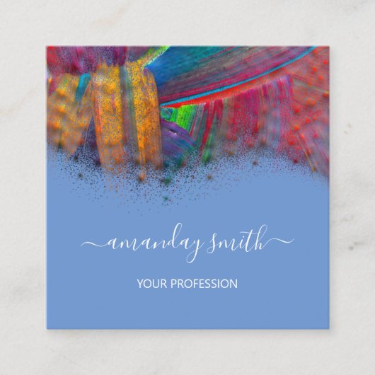 Professionele Make-up Artiest Artwork Abstract Bla Vierkante Visitekaartje (Voorkant)