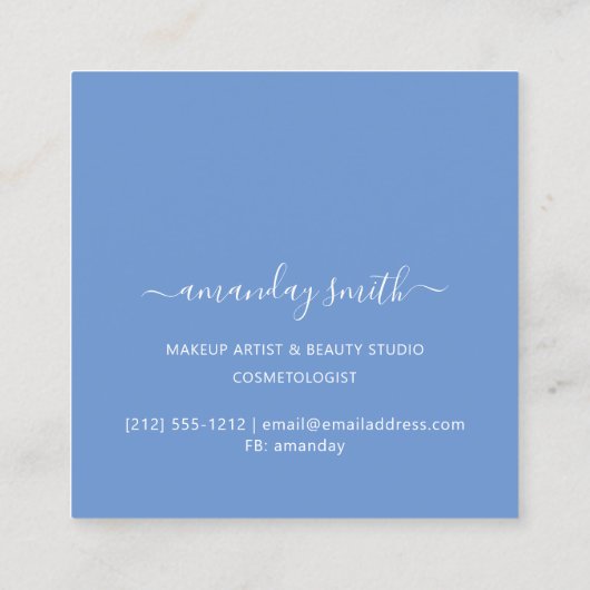 Professionele Make-up Artiest Artwork Abstract Bla Vierkante Visitekaartje (Achterkant)