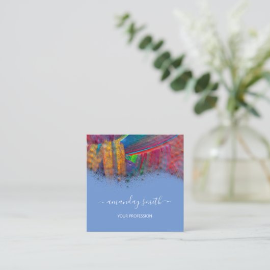 Professionele Make-up Artiest Artwork Abstract Bla Vierkante Visitekaartje (Staand voorkant)