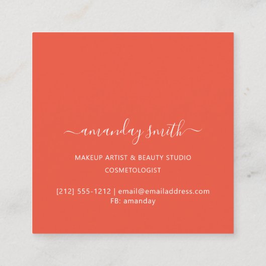 Professionele Make-up Artiest Artwork Abstract Sin Vierkante Visitekaartje (Achterkant)