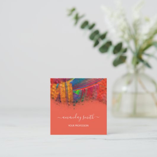 Professionele Make-up Artiest Artwork Abstract Sin Vierkante Visitekaartje (Staand voorkant)