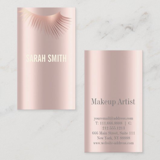 Professionele make-up artiest en wimper expert visitekaartje (Voorkant / Achterkant)