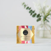 Professionele Make-up Artiest Gouden Glitter Logo  Vierkante Visitekaartje (Staand voorkant)