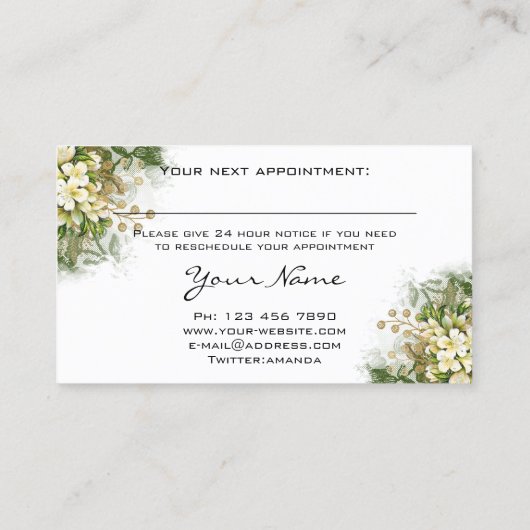 Professionele make-up artiest Lashes Floral Mint W Visitekaartje (Achterkant)