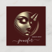 Professionele make-up artiest Logo Bourgondië QR C Vierkante Visitekaartje (Voorkant)