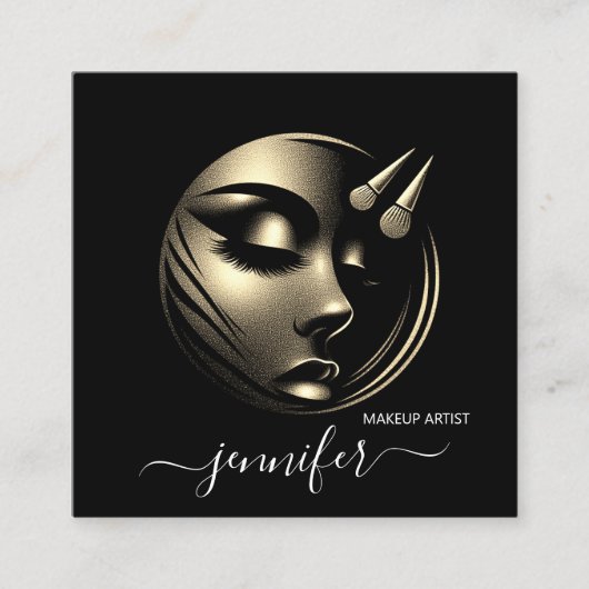 Professionele make-up artiest Logo zwart wit QR Vierkante Visitekaartje (Voorkant)