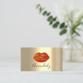 Professionele make-up artiest rode kus lippen goud visitekaartje (Staand voorkant)