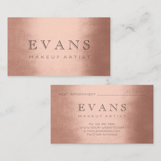 Professionele Make-up Artiest Roos Blush Afspraak Afsprakenkaartje (Voorkant / Achterkant)