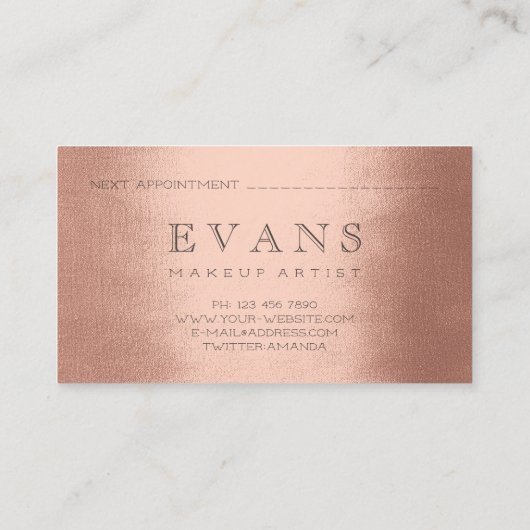 Professionele Make-up Artiest Roos Blush Afspraak Afsprakenkaartje (Achterkant)