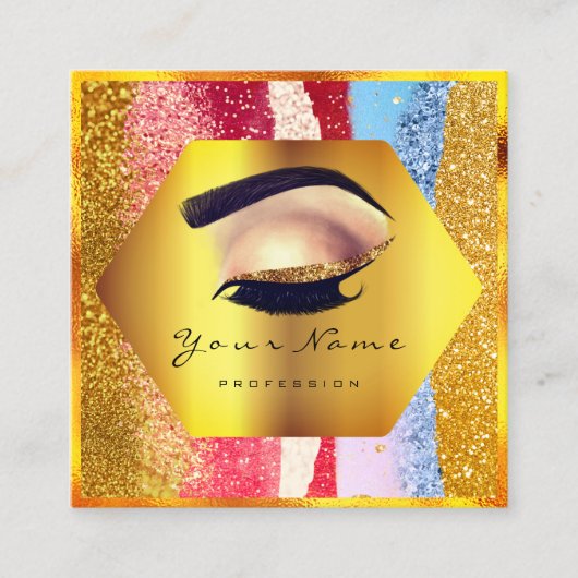 Professionele make-up artiest wimper extensie brow vierkante visitekaartje (Voorkant)