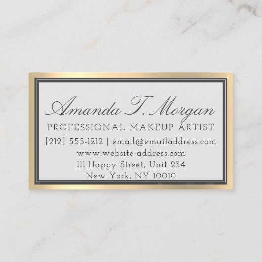 Professionele make-up artiest wimper Goud Grijs Br Visitekaartje (Achterkant)