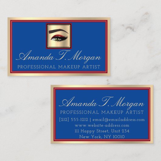 Professionele make-up artiest wimper goud koningsb visitekaartje (Voorkant / Achterkant)
