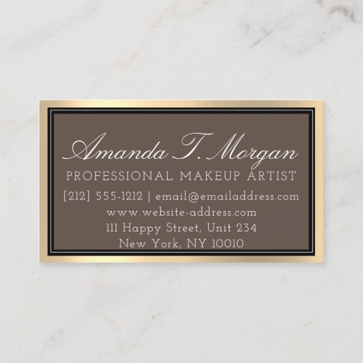 Professionele make-up artiest wimper gouden koffie visitekaartje (Achterkant)