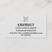 Professionele make-up artiest wimper QR LOGO grijs Visitekaartje (Achterkant)