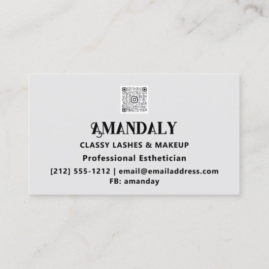 Professionele make-up artiest wimper QR LOGO grijs Visitekaartje (Achterkant)