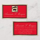 Professionele make-up artiest wimpers goud rood visitekaartje (Voorkant / Achterkant)