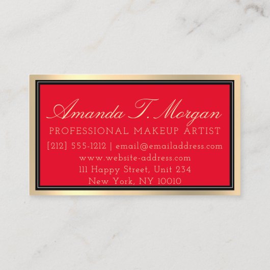 Professionele make-up artiest wimpers goud rood visitekaartje (Achterkant)