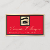 Professionele make-up artiest wimpers goud rood visitekaartje (Voorkant)