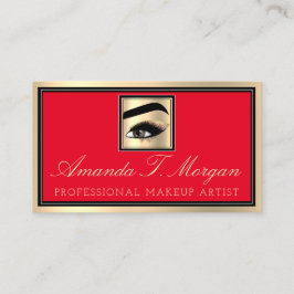 Professionele make-up artiest wimpers goud rood visitekaartje