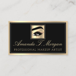 Professionele make-up artiest wimpers goud zwart visitekaartje
