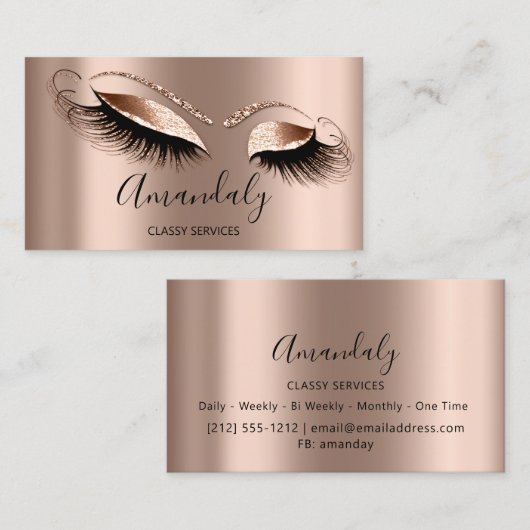 Professionele make-up artiest wimpers gouden Roos Visitekaartje (Voorkant / Achterkant)