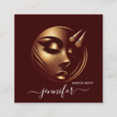 Professionele make-up artiest wimpers Logo QR-code Vierkante Visitekaartje (Voorkant)