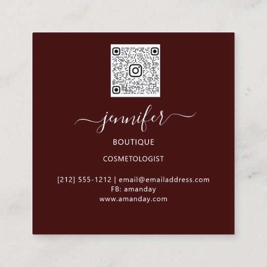 Professionele make-up artiest wimpers Logo QR-code Vierkante Visitekaartje (Achterkant)