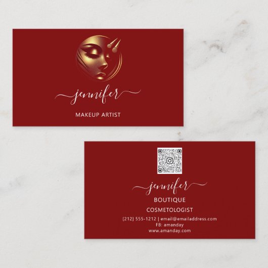Professionele make-up artiest wimpers Logo QR code Visitekaartje (Voorkant / Achterkant)