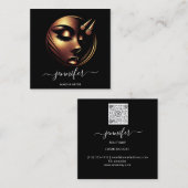 Professionele make-up artiest wimpers LogoQRBlackW Vierkante Visitekaartje (Voorkant / Achterkant)