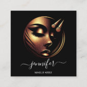 Professionele make-up artiest wimpers LogoQRBlackW Vierkante Visitekaartje (Voorkant)