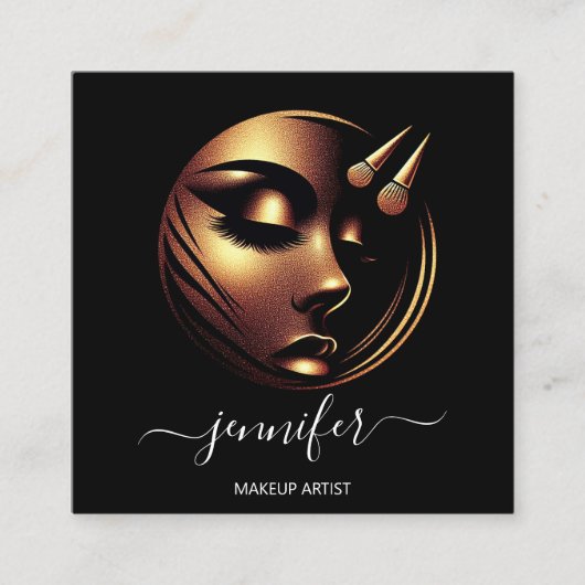 Professionele make-up artiest wimpers LogoQRBlackW Vierkante Visitekaartje (Voorkant)