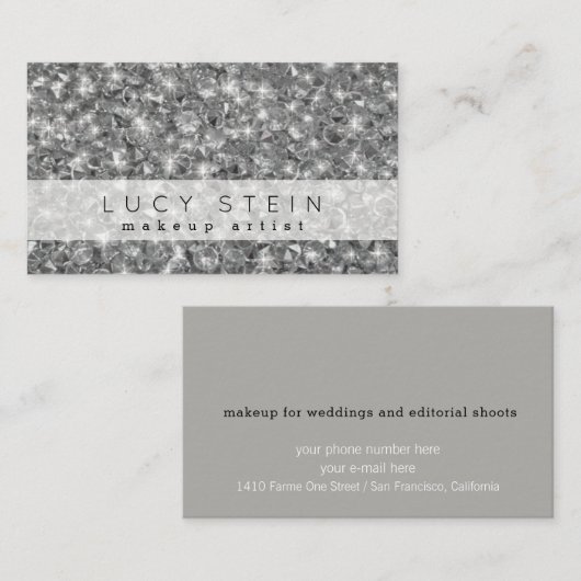 Professionele make-up beauty chique diamanten visitekaartje (Voorkant / Achterkant)