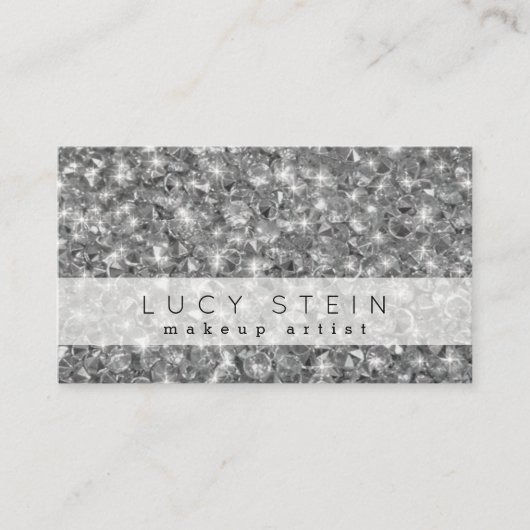 Professionele make-up beauty chique diamanten visitekaartje (Voorkant)