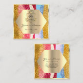 Professionele Make-up Geometrie Royal Monogram Gol Vierkante Visitekaartje (Voorkant / Achterkant)