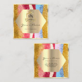 Professionele Make-up Geometrie Royal Monogram Gol Vierkante Visitekaartje (Voorkant / Achterkant)