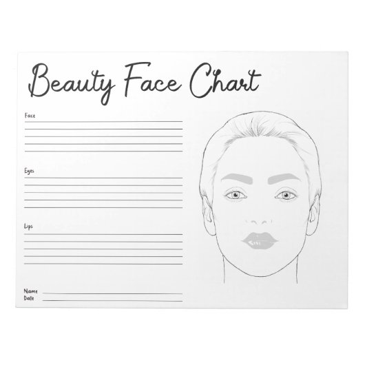 professionele make-up gezichtsgrafiek notitieblok (Voorkant)