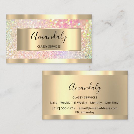 Professionele make-up holografische gouden glitter visitekaartje (Voorkant / Achterkant)