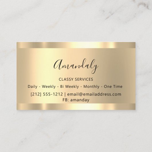 Professionele make-up holografische gouden glitter visitekaartje (Achterkant)