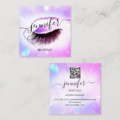 Professionele Make-up Lash QR Code Holografische P Vierkante Visitekaartje (Voorkant / Achterkant)