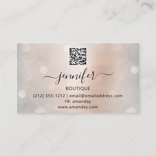 Professionele Make-up Lash QR Code Ogen Brows Zilv Visitekaartje (Achterkant)