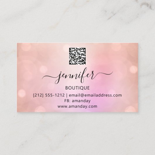 Professionele Make-up Lash QR Code Roze Logo Paars Visitekaartje (Achterkant)