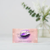Professionele Make-up Lash QR Code Roze Logo Paars Visitekaartje (Staand voorkant)