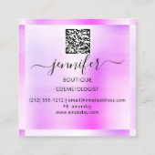 Professionele Make-up Lash Shop QR Code Roze Glitt Vierkante Visitekaartje (Achterkant)