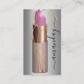 Professionele make-up Lipstick QR-code grijs Visitekaartje (Voorkant)