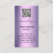Professionele make-up Lipstick QR-code Paars Visitekaartje (Achterkant)