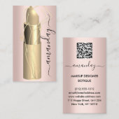 Professionele make-up Lipstick QR Code Roos Visitekaartje (Voorkant / Achterkant)