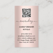 Professionele make-up Lipstick QR Code Roos Visitekaartje (Achterkant)