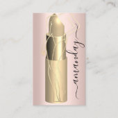 Professionele make-up Lipstick QR Code Roos Visitekaartje (Voorkant)