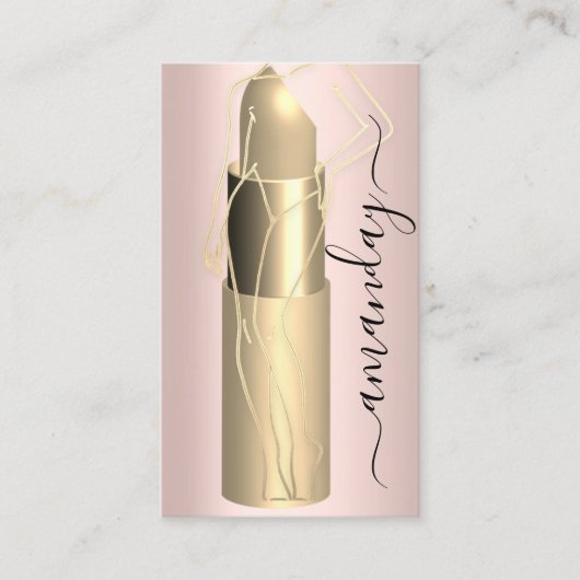 Professionele make-up Lipstick QR Code Roos Visitekaartje (Voorkant)